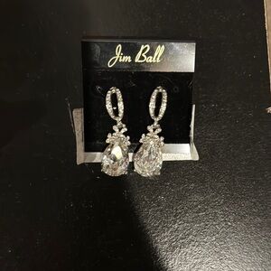 Jim Ball Silver Crystal Drop Earrings